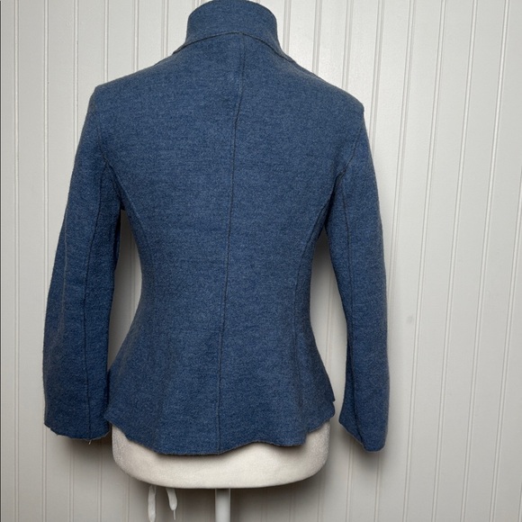 EILEEN FISHER 96% MERINO WOOL Blue Button-Up Jacket - Picture 3 of 16